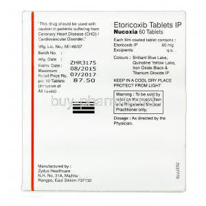 Nucoxia,  Etoricoxib, 60 mg box information