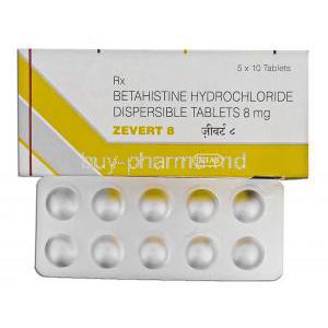 Vertin, Generic Serc,  Betahistine Dihydrochloride 8 Mg Tablet (Solvay Pharma) Box