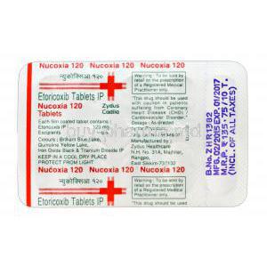 Nucoxia 120, Generic Arcoxia, Etoricoxib, 120 mg blister pack