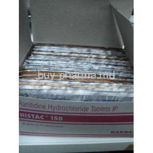 Generic  Zantac, Ranitidine 150 mg boxs content