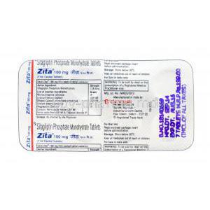 Zita, Generic Januvia, Sitagliptin 100mg blister packaging