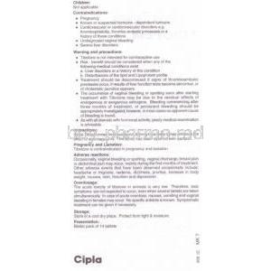 Generic  Livial, Tibolone 2.5 mg information sheet 2