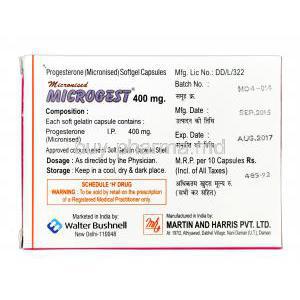 Microgest, Generic Prometrium, Micronized Progesterone 400mg Martin  and Harris