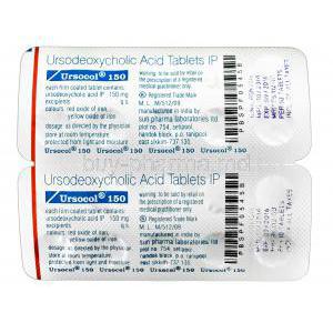 Ursocol, Ursodeoxycholic Acid  150mg blister pack information