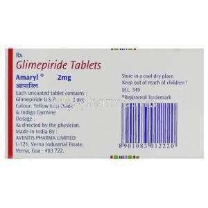 Amaryl,  Glimepiride 2 Mg Manufacturer Info