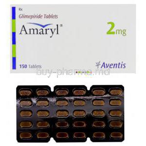 Amaryl,  Glimepiride 2 Mg Tablet And Box