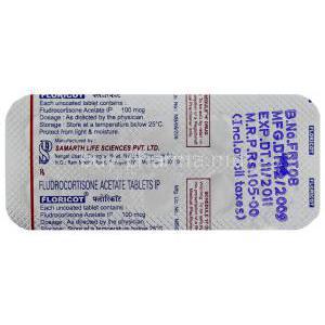 Generic Florinef, Fludrocortisone Acetate 100 mcg blister info