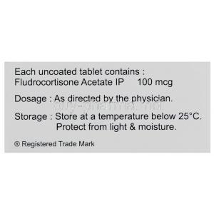 Generic Florinef, Fludrocortisone Acetate 100 mcg storage