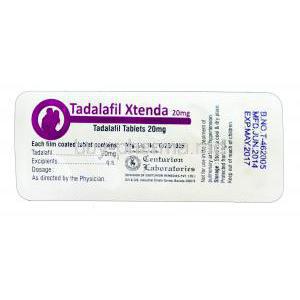 Xtenda, Generic Cialis, Tadalafil 20mg blister pack