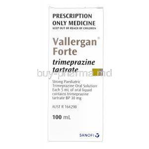 Vallergan Forte, Trimeprazine Tartrate 100ml Syrup Sanofi