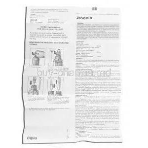 Zidovir, Zidovudine 300 mg information sheet 1