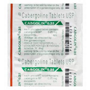 Cabgolin, Cabergoline 0.25mg Blister Pack Information