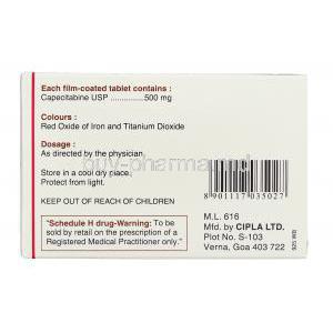 Capegard, Capecitabine 500 mg Cipla manufacturer
