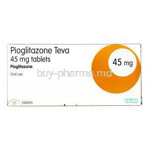 Pioglitazone Teva, Generic Actos, Pioglitazone 45mg Box