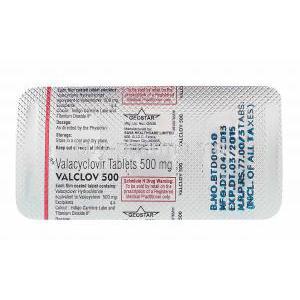Valclov, Valaciclovir 500mg blister pack information