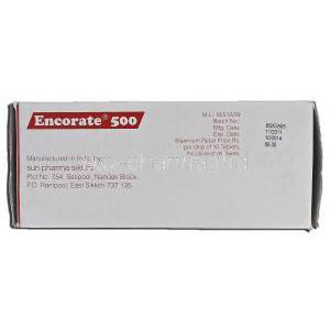 Encorate, Sodium Valproate, 500mg, Sun Pharma manufacturer