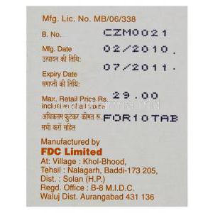 Zifi, Cefixime  Dispersible 50 mg Tablet manufacturer info