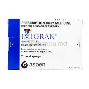 Imigran Nasal Spray, Sumatriptan 20mg in 0.1ml Box