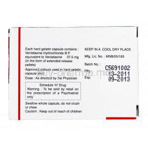 Venlift OD, Venlafaxine XR 37.5mg  box information