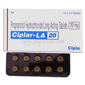 Ciplar-LA, Generic Inderal,   Propranolol XR 20 Mg Tablet (Cipla)