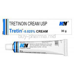 Tretin Cream, Generic Retin-A, Tretinoin 0.025% 30gm