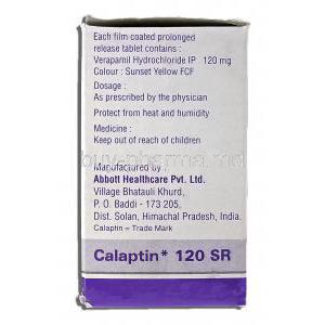 Calaptin SR, Verapamil, 120mg, Box description