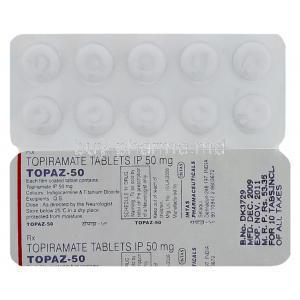 Topaz, , Topiramate  50 mg Tablet