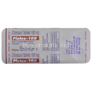Pletoz, Cilostazol 100 Mg Packaging