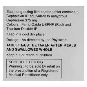 Phexin, Generic  Keflex, Cephalexin 375 mg Long Lasting Tablet GSK composition