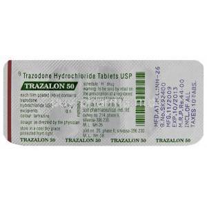 Trazalon, Trazodone 50 mg box warning