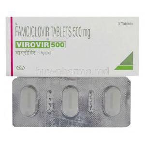 Virovir, Generic  Famvir, Famciclovir 500 mg tablet and box