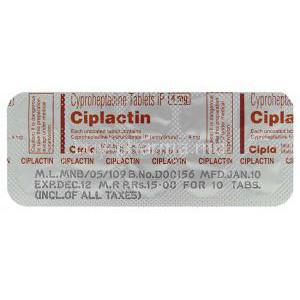 Ciplactin, Cyproheptadine Hcl 4 Mg Tablet  Packaging