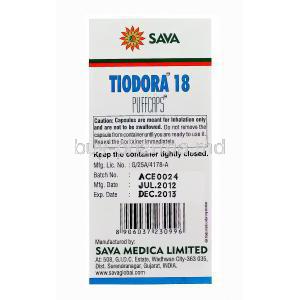 Tiodora 18 Puffcaps, Tiotropium Bromide 18mcg box manufacturer