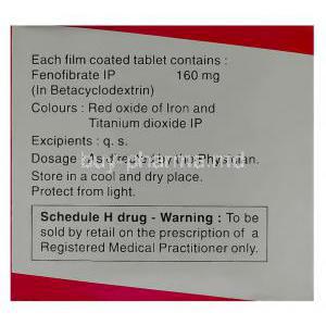 Lipicard, Generic Tricor, Fenofibrate 160 mg USV box warning