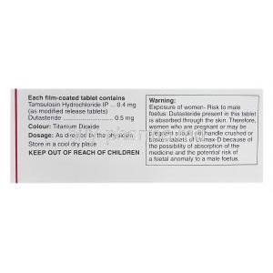 Urimax D, Tamsulosin Hydrochloride 0.4mg and Dutasteride 0.5mg Box Information