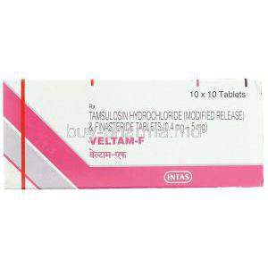 Veltam F, Tamsulosin / Finesteride 0.4/  5 Mg Tablet Box