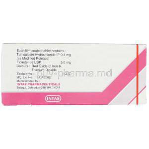 Veltam F, Tamsulosin / Finesteride 0.4/  5 Mg Tablet Box Composition