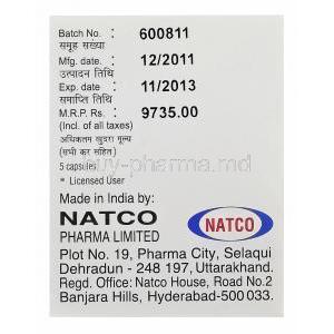 Temonat, Temozolomide 100mg Box Natco Pharma Manufacturer