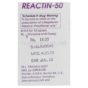 Reactin, Diclofenac 50 mg Cipla manufacturer