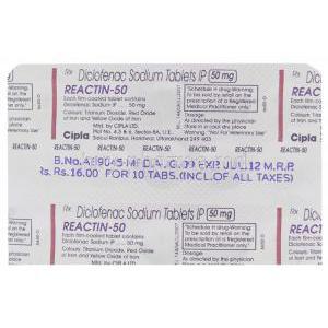 Reactin, Diclofenac 50 mg Cipla packaging