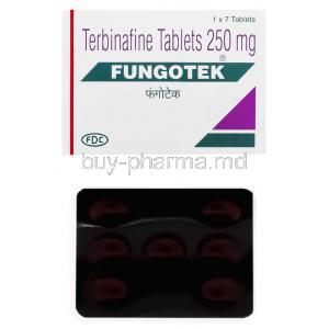 Fungotek, Terbinafine 250 mg Tablet and box