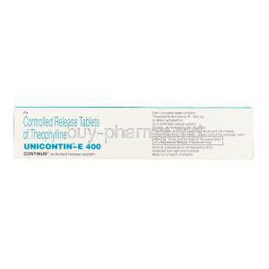 Unicontin-E, Theophylline 400 mg box composition
