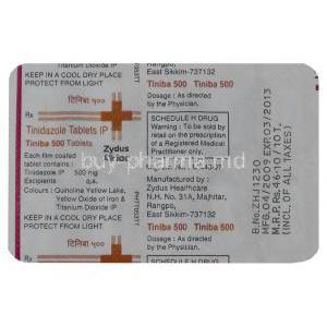 Tiniba, Tinidazole  500 mg Tablet Zydus