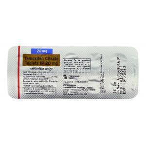Tamoxifen, Tamoxifen Citrate 20 mg packaging