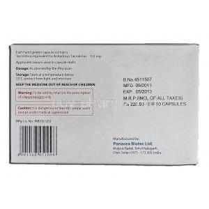 PanGraf, Tacrolimus, 0.5 mg, Box description