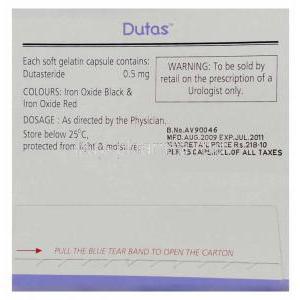 Dutas, Dutasteride box warning