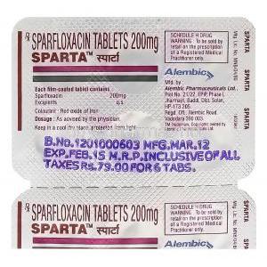 Sparta, Sparfloxacin  200mg Blister Pack Information
