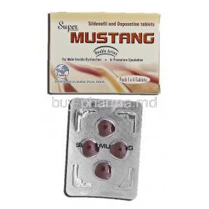 Super Mustang, Sildenafil and Dapoxetine, 100 mg  60 mg, tablet