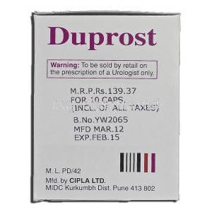Duprost, Dutasteride 0.5 mg, Cipla manufacturer