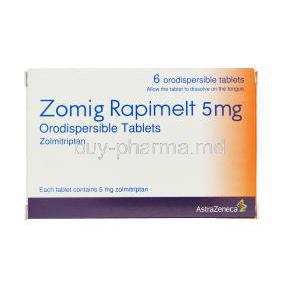 Zomig Rapimelt, Zolmitriptan 5mg Orodispersible Tablets Box